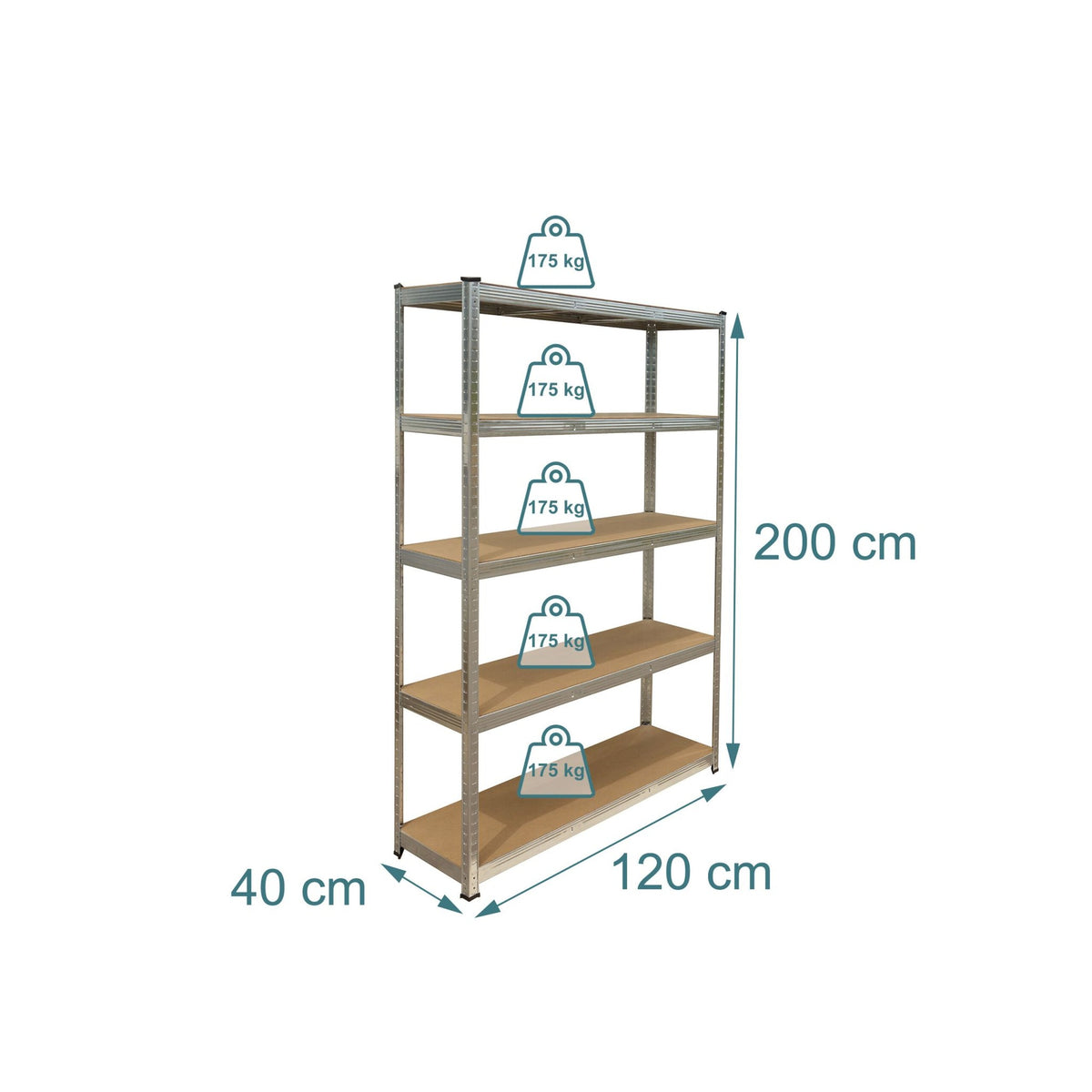Heavy-Duty Steel Shelving Unit, 5 Tiers, 875 kg Capacity