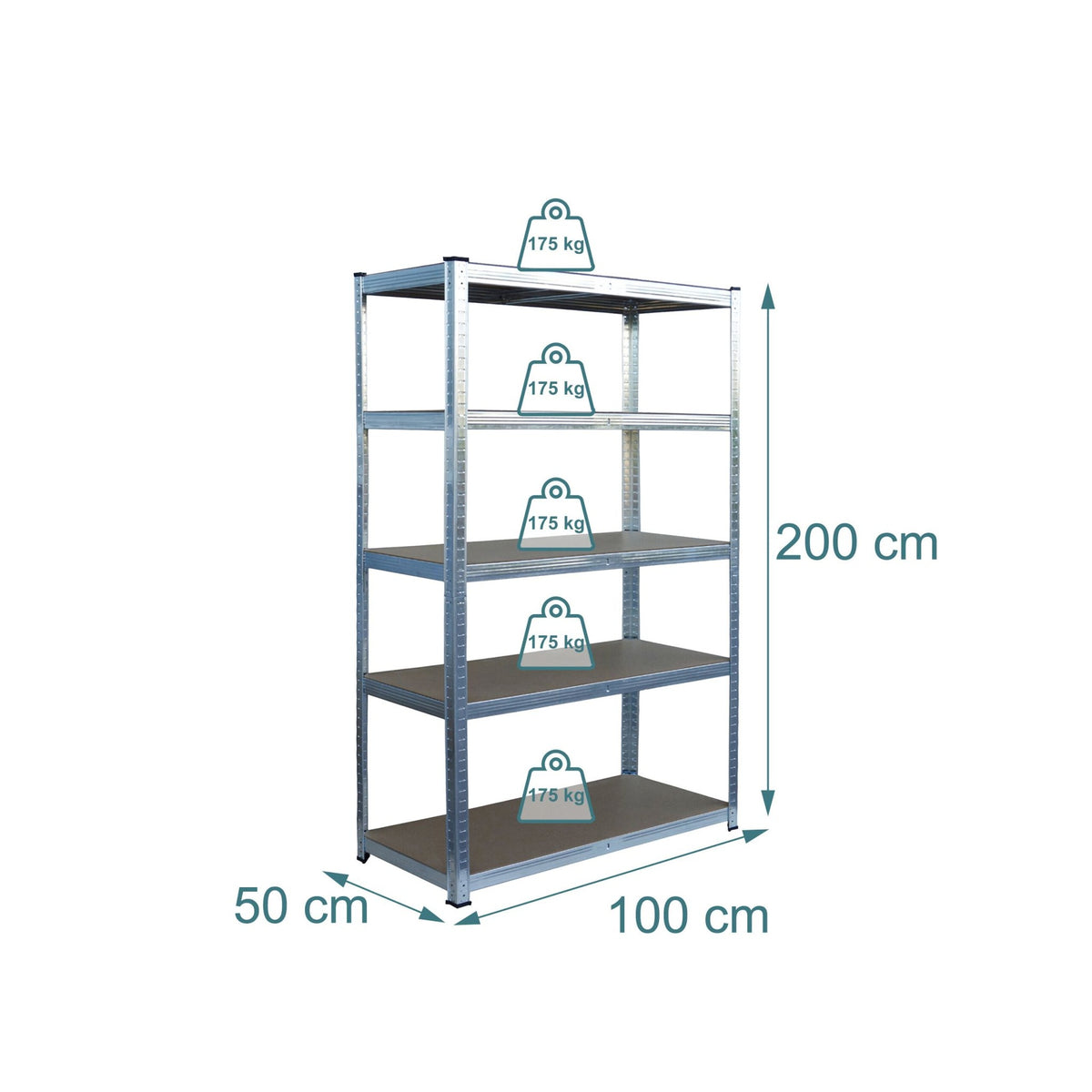 Heavy-Duty Steel Shelving Unit, 5 Tiers, 875 kg Capacity