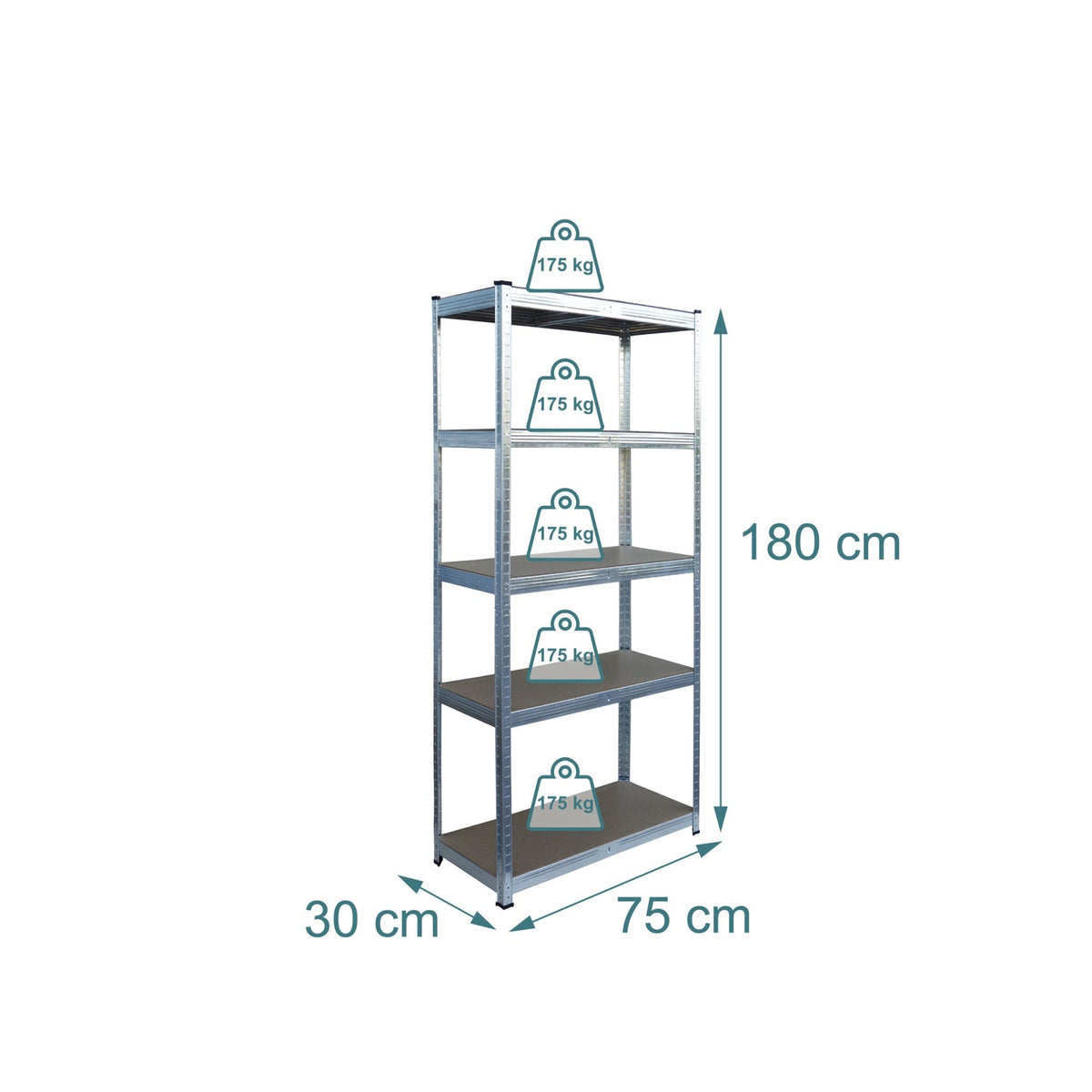 Heavy-Duty Steel Shelving Unit, 5 Tiers, 875 kg Capacity