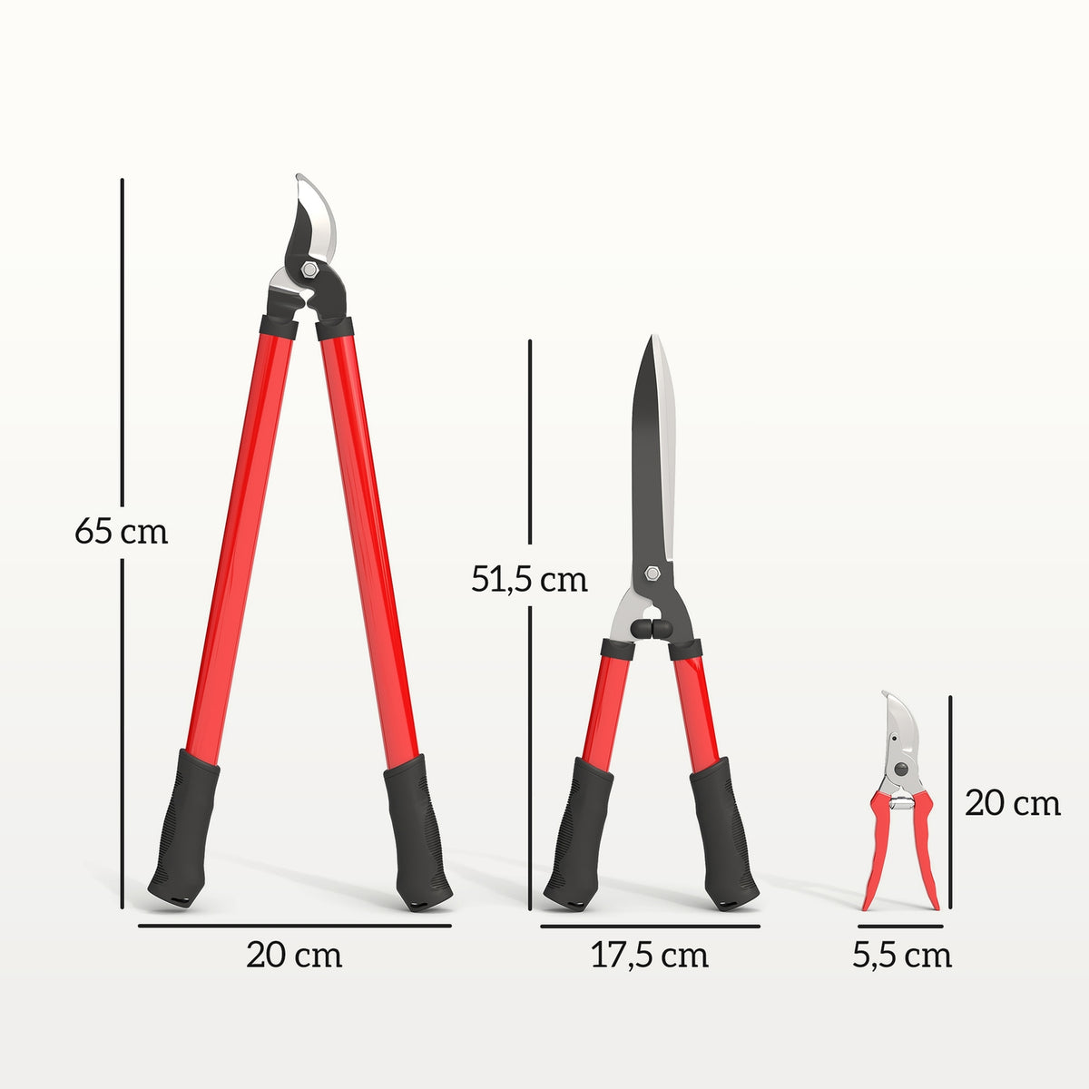 Hedge trimmer set 3-piece garden shears pruning shears with steel blades, handle