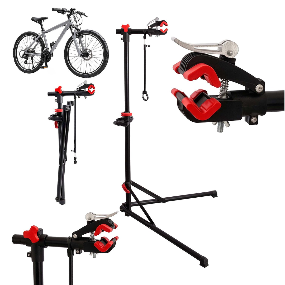Height-Adjustable Bike Repair Stand, Black, 30 kg Capacity