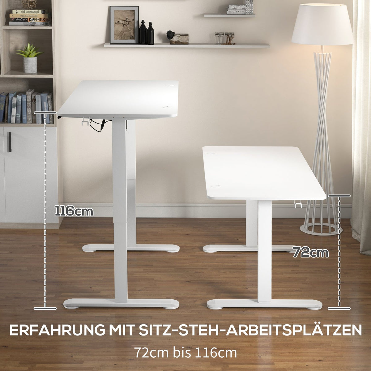 Height-Adjustable Desk 140X70Cm Electric Computer Desk 4 Memory Ergonomic Seat Standing Desk Hook Anti-Collision White