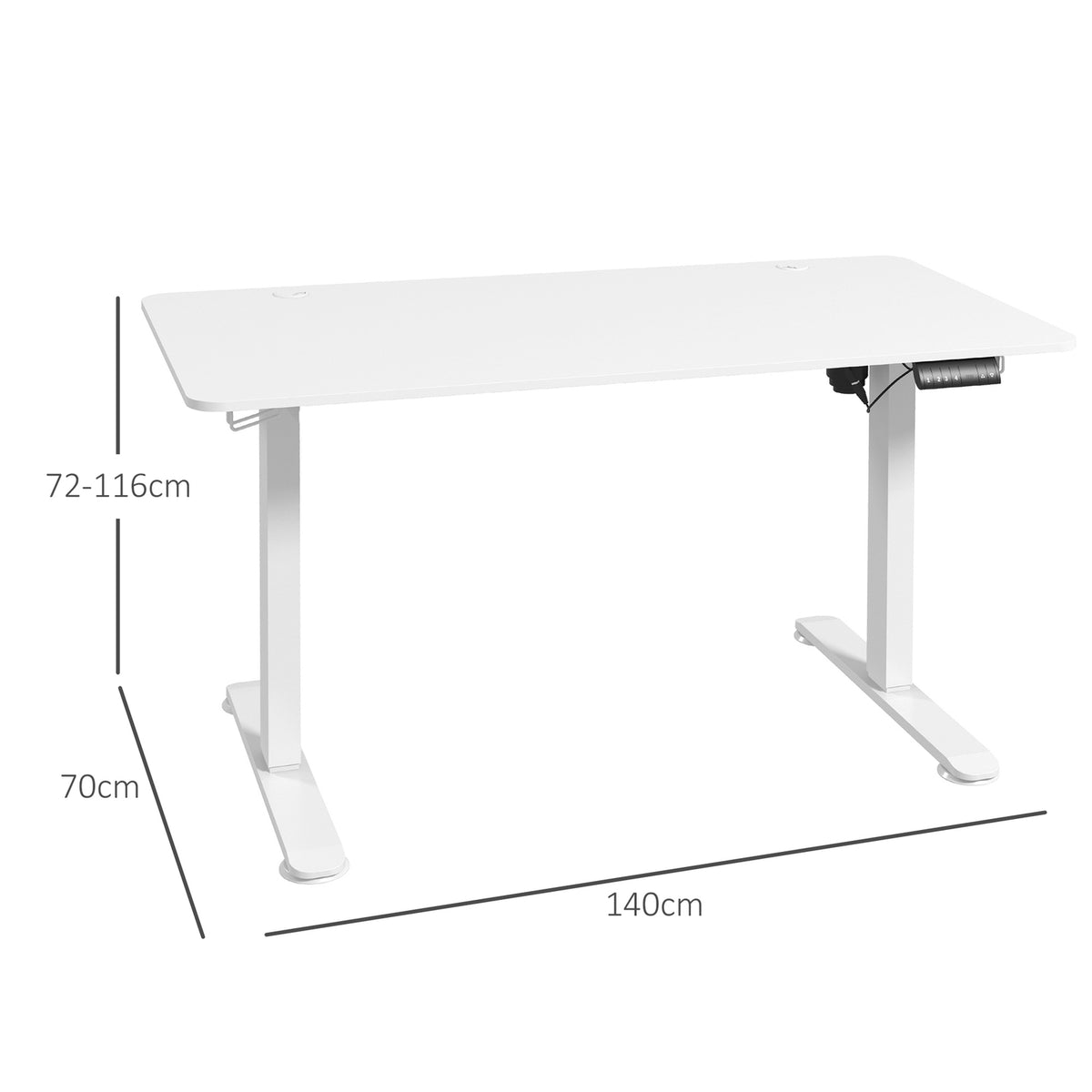 Height-Adjustable Desk 140X70Cm Electric Computer Desk 4 Memory Ergonomic Seat Standing Desk Hook Anti-Collision White