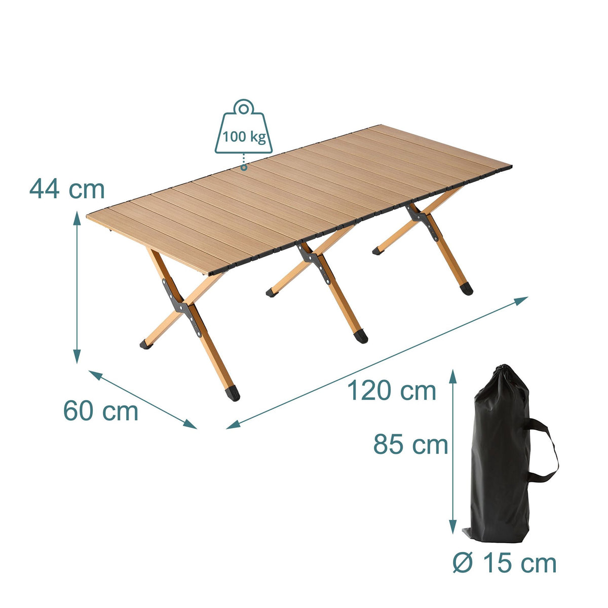 Height-Adjustable Folding Camp Table, Steel, Weatherproof