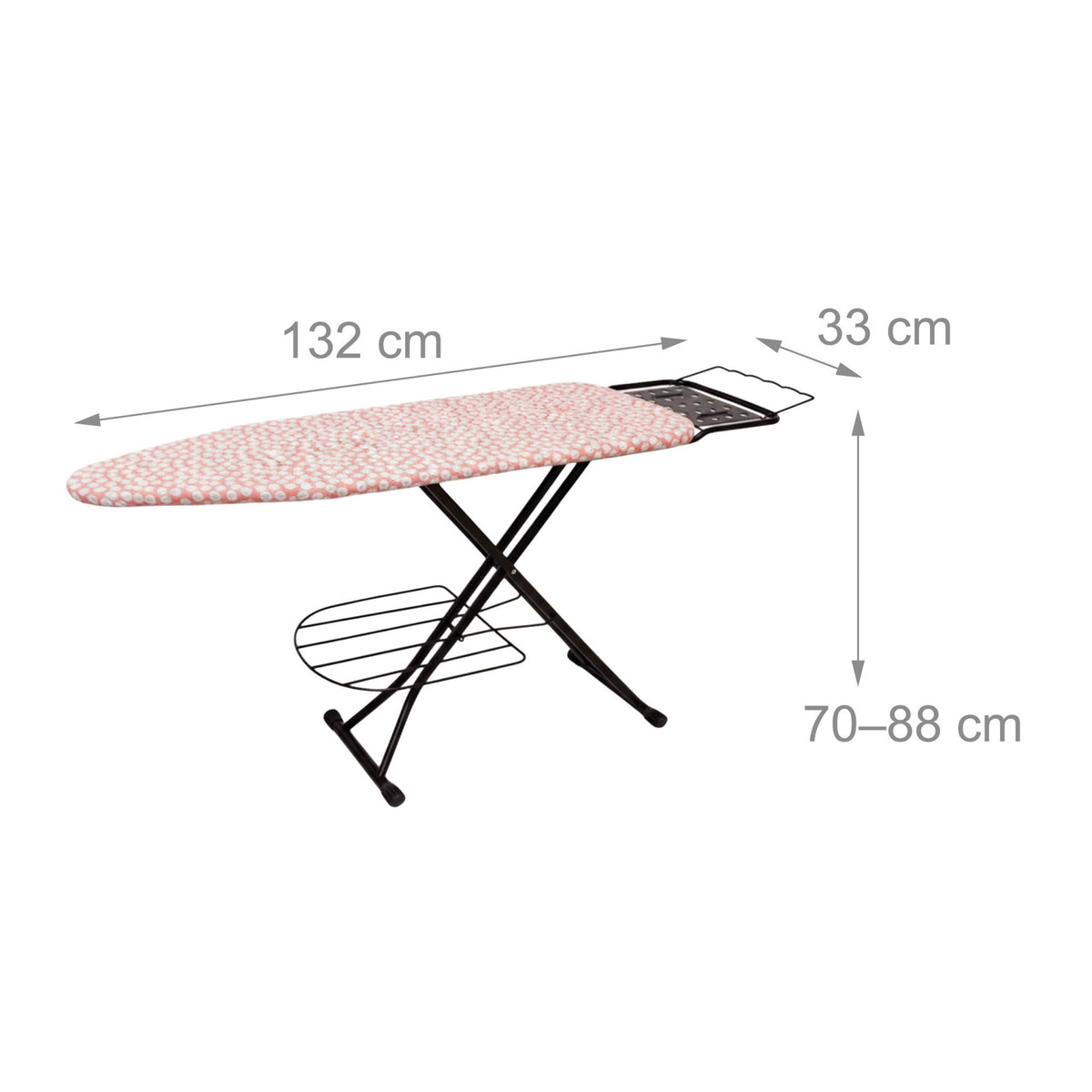 Height-Adjustable Ironing Board with Iron Rest, 110x33 cm