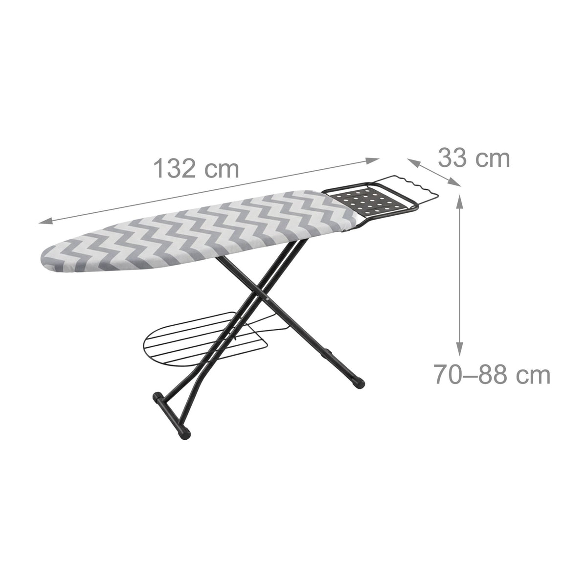 Height-Adjustable Ironing Board with Iron Rest, 110x33 cm