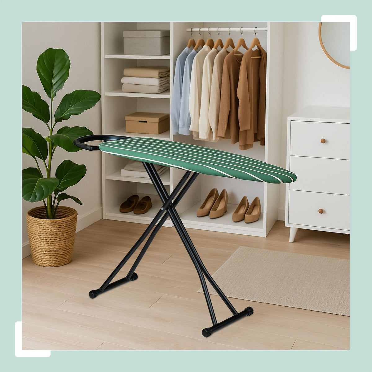 Height-Adjustable Ironing Board with Iron Rest, 121 x 39 cm