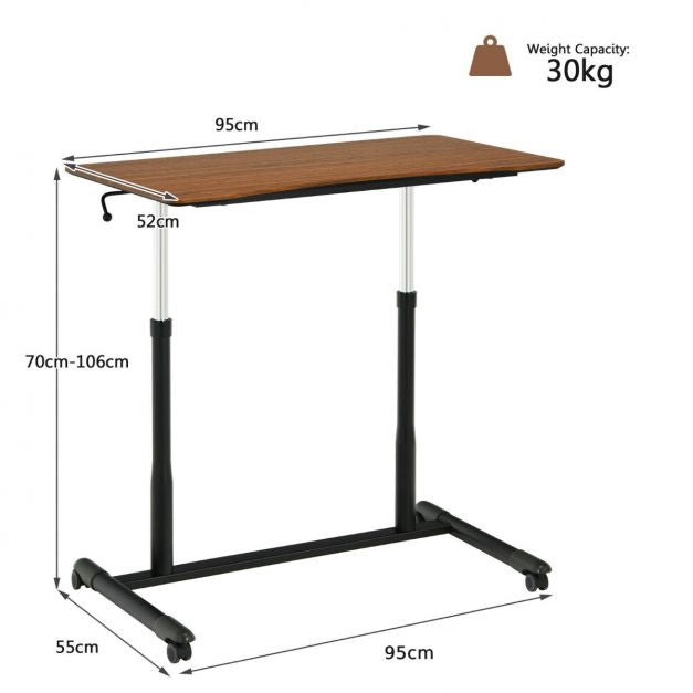 Height Adjustable Laptop Desk With Wheels, 70–106 cm