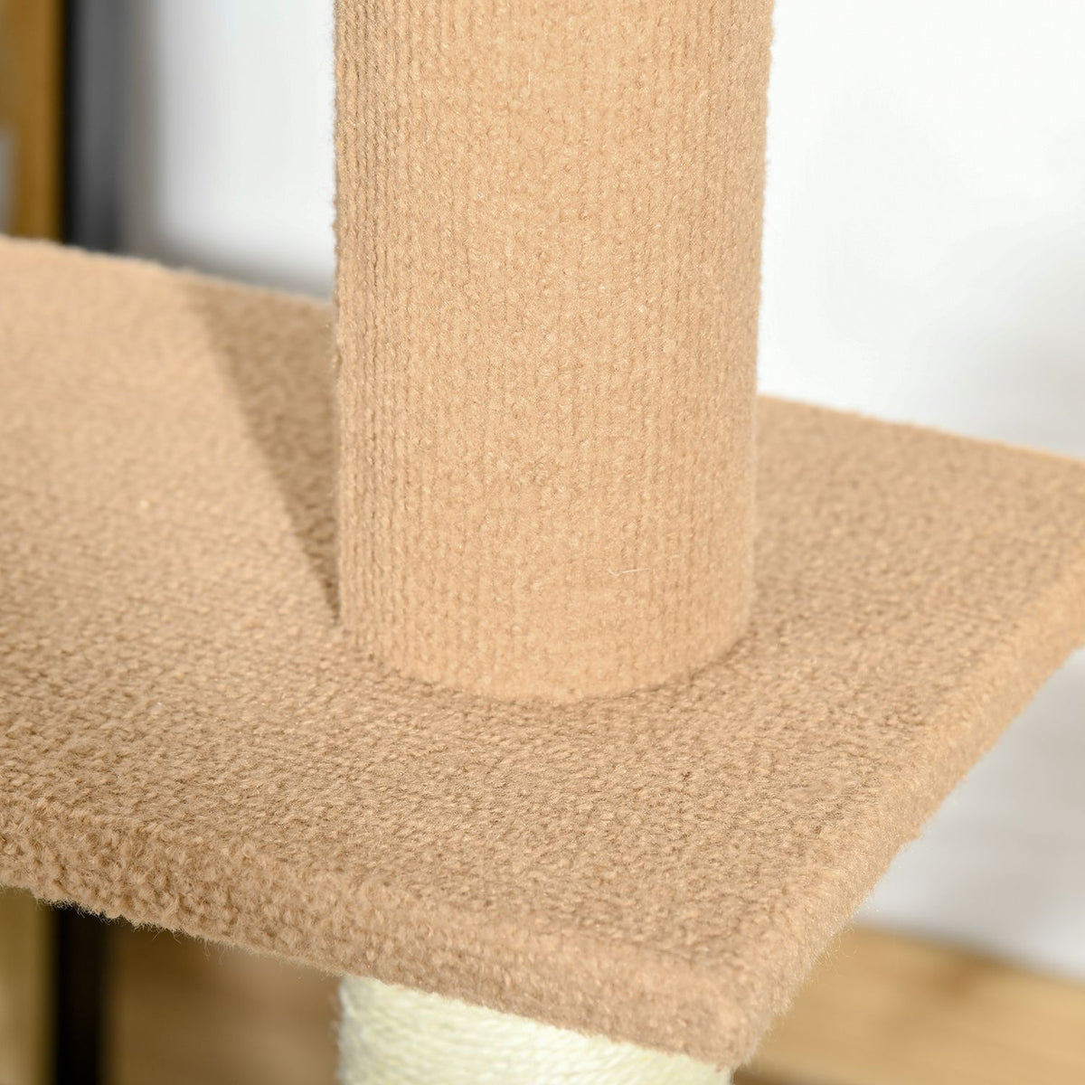 Height-Adjustable Scratching Post Climbing Tree For Cats, Play Tree, Khaki, 43X27X228-260Cm