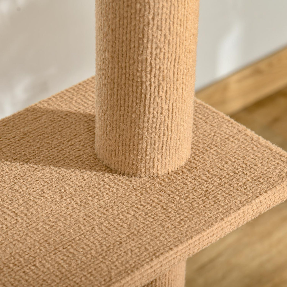 Height-Adjustable Scratching Post Climbing Tree For Cats, Play Tree, Light Brown, 43X27X228-260Cm