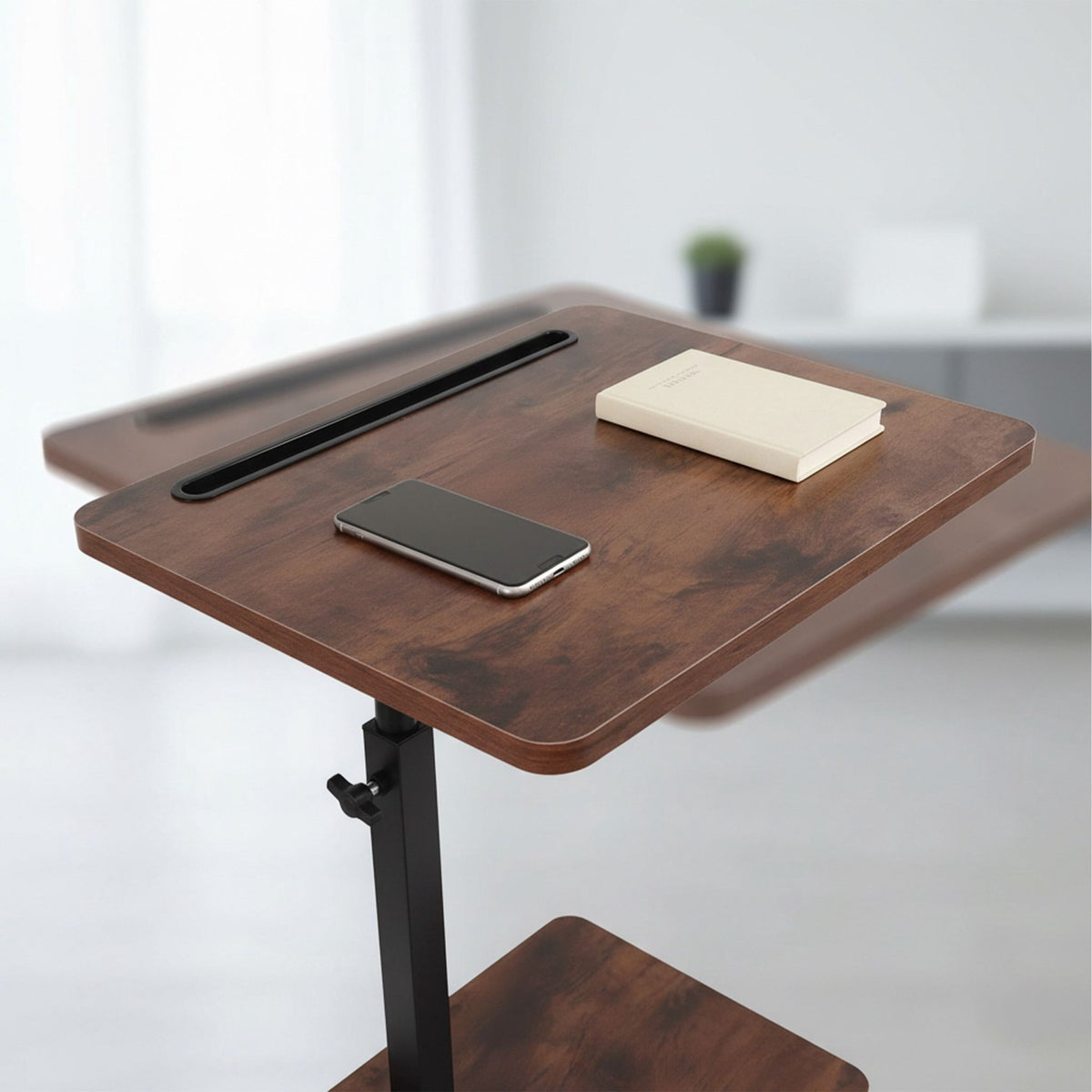 Height-Adjustable Side Table with Tablet Holder