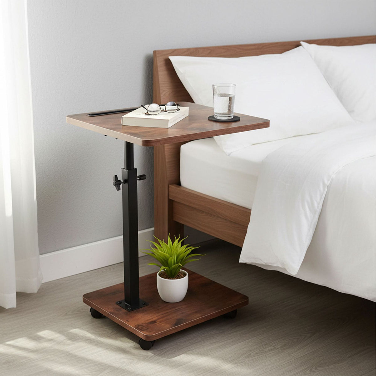 Height-Adjustable Side Table with Tablet Holder