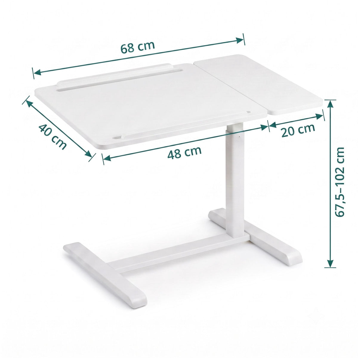 Height-Adjustable Standing Desk with Castors – White