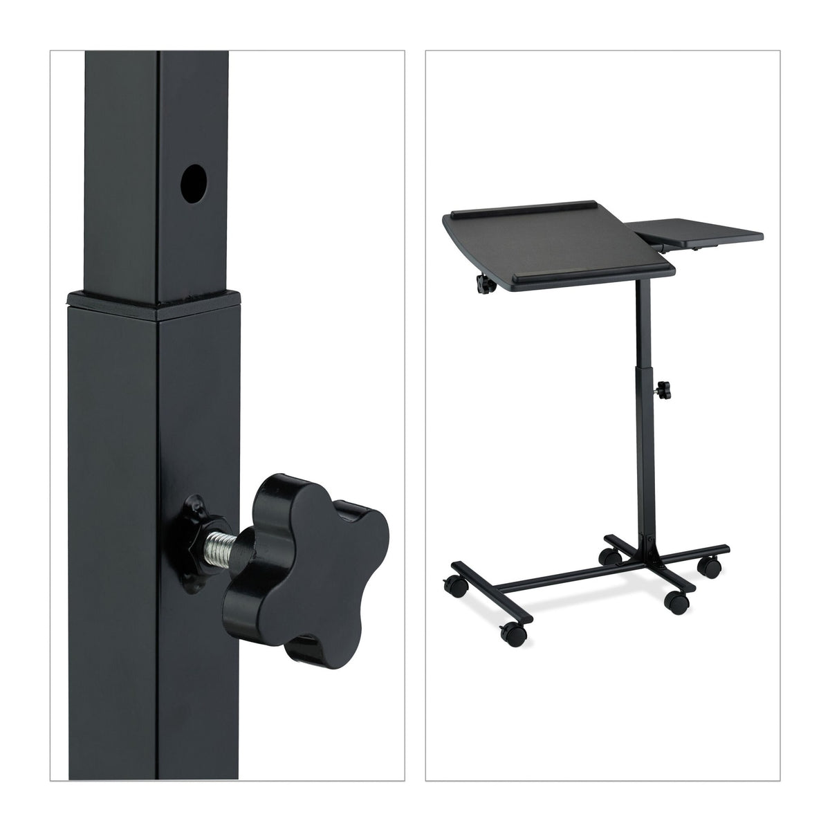 Height-adjustable laptop table with wheels