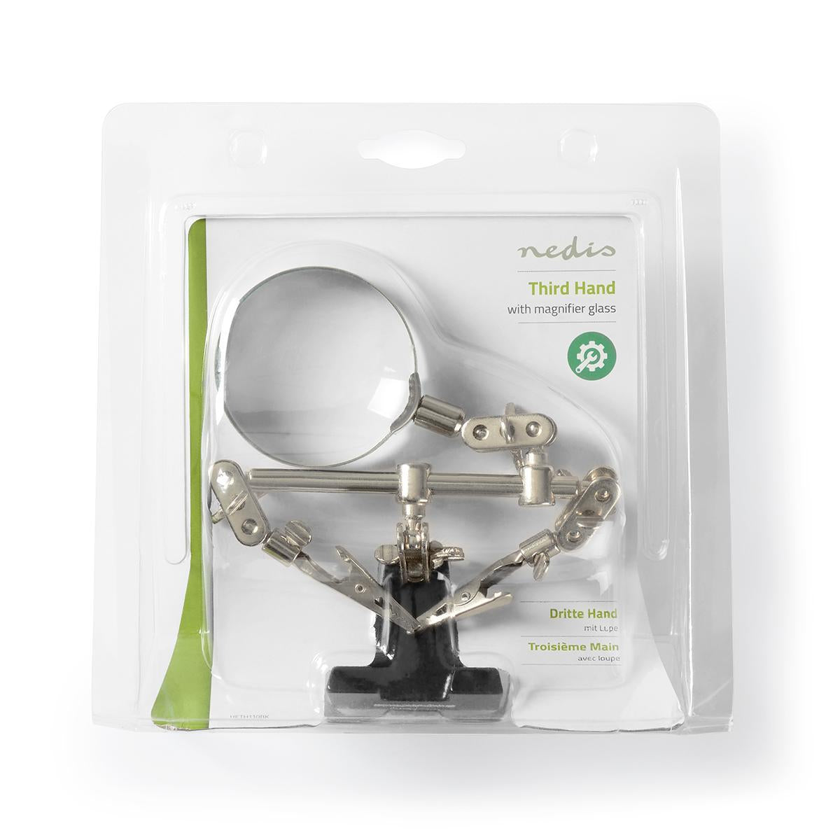 Helping third hand with magnifying glass | Crocodile Clips | Silver