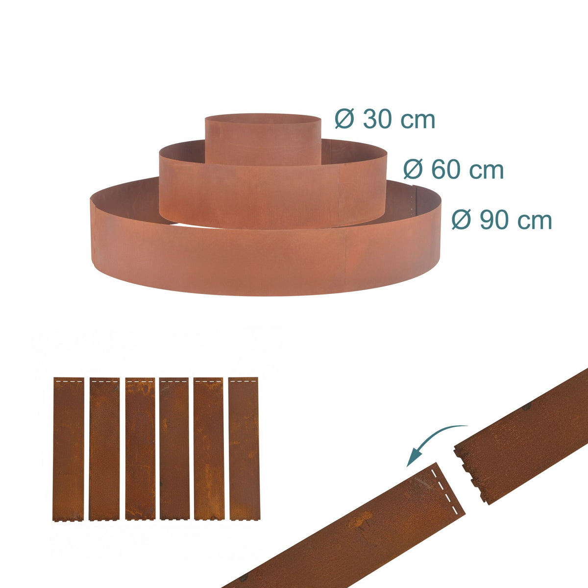 Herb Spiral Pyramid, 3-Piece Steel, Rust Finish