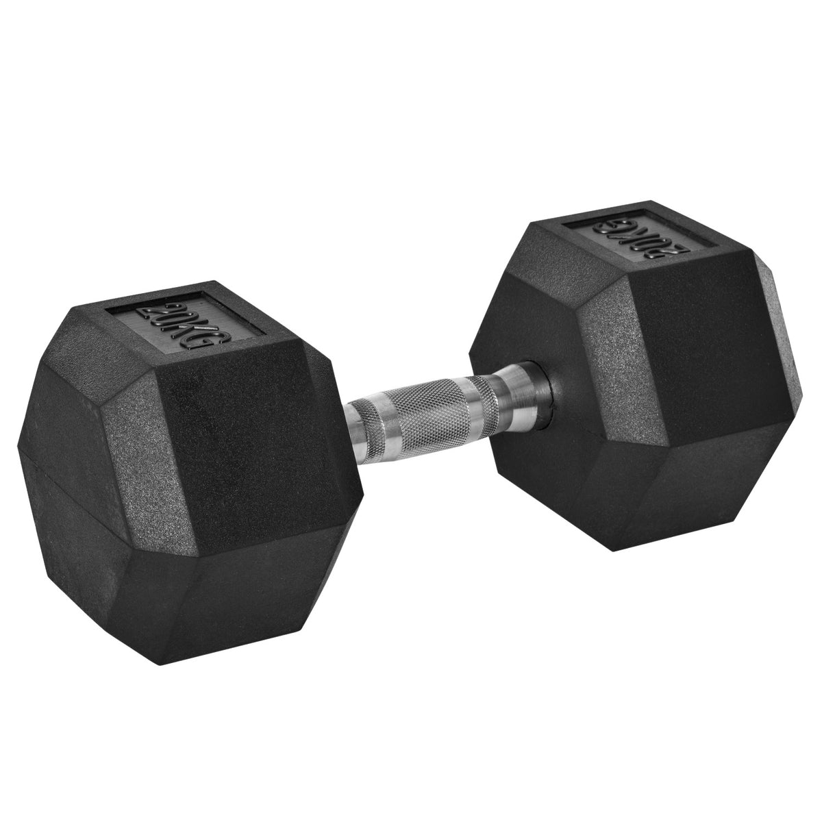 Hexagon Dumbbell, 20 Kg, Cast Iron With Rubber Cover, Black
