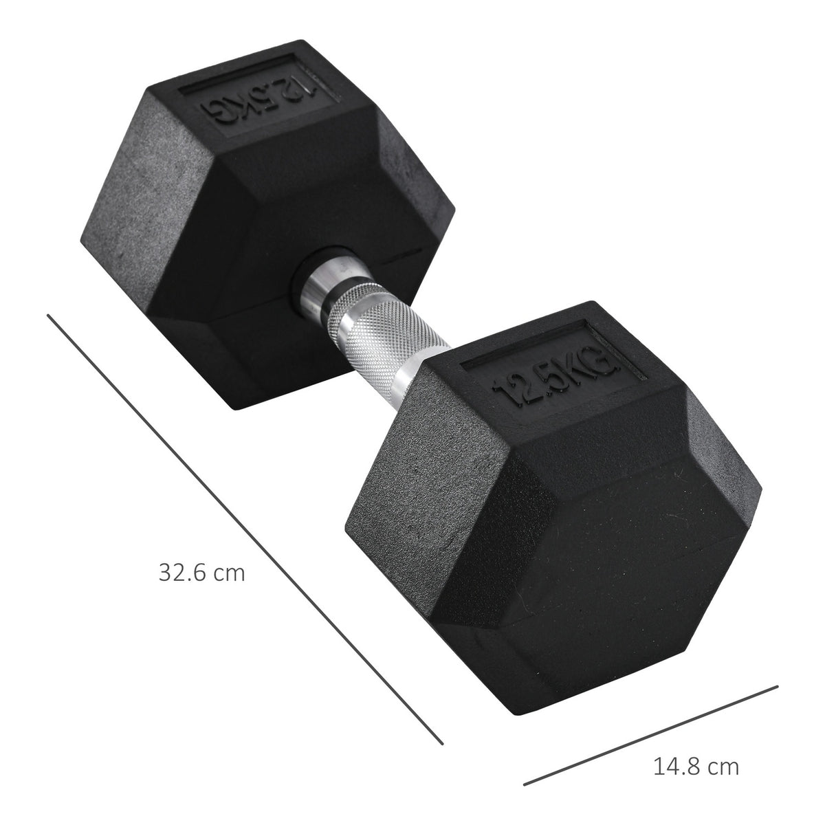 Hexagon Dumbbell Cast Iron Dumbbell Rubber Dumbbell Handle Knurled Weights Metal Rubber Black 1 X 12.5 Kg