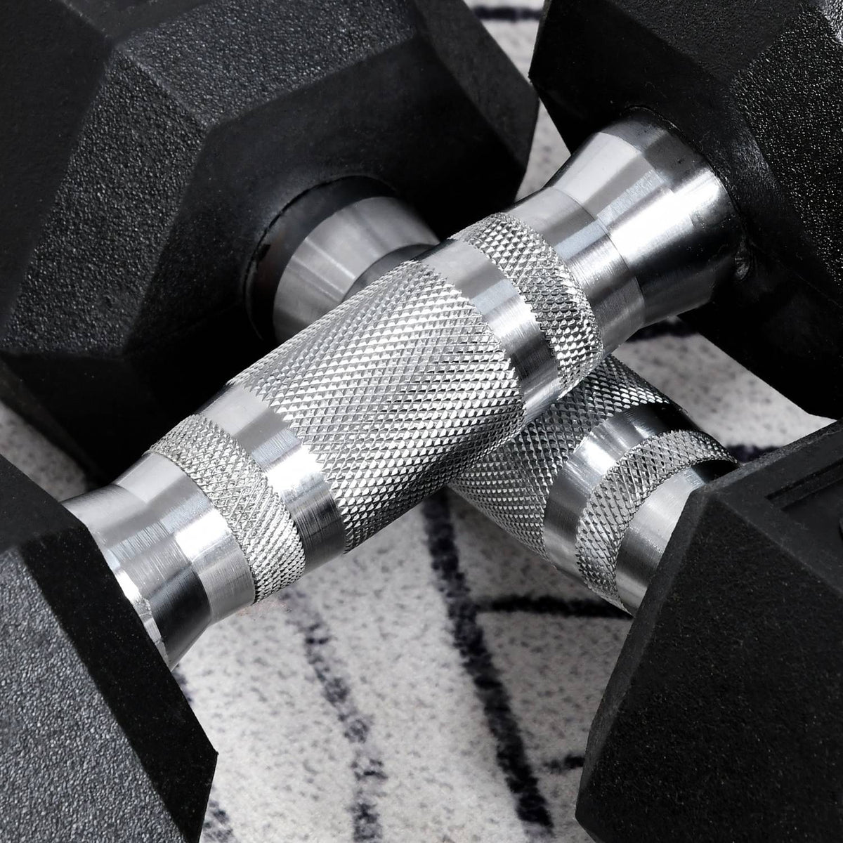 Hexagon Dumbbells Set Of 2, 2X6 Kg, Cast Iron With Rubber Cover, Black