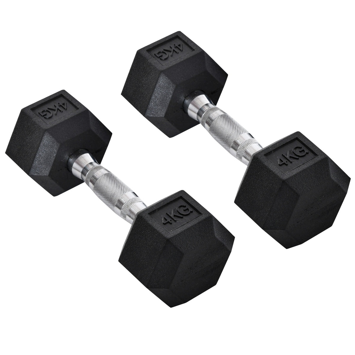 Hexagon Dumbbells Set Of 2 Cast Iron Dumbbells Handle Knurled Dumbbell Set Weights Metal Rubber Black 2 X 4 Kg