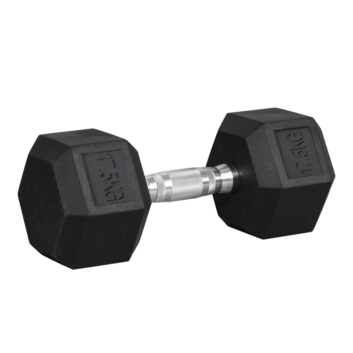 Hexagon Rubber Dumbbells 17.5Kg Cast Iron Strength Training Black