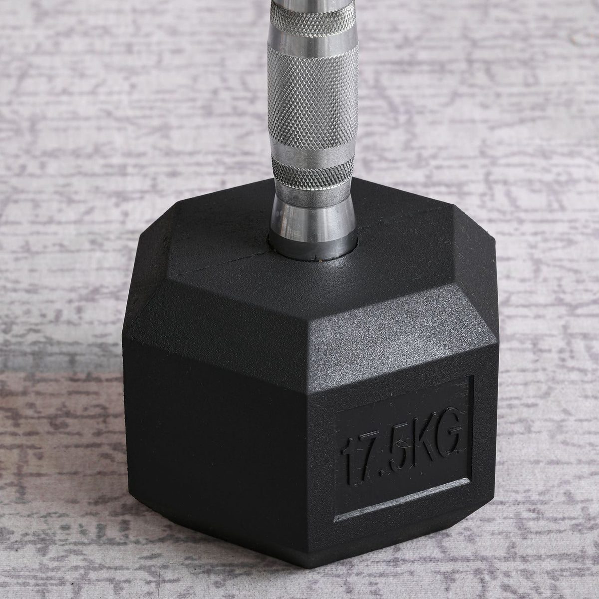Hexagon Rubber Dumbbells 17.5Kg Cast Iron Strength Training Black