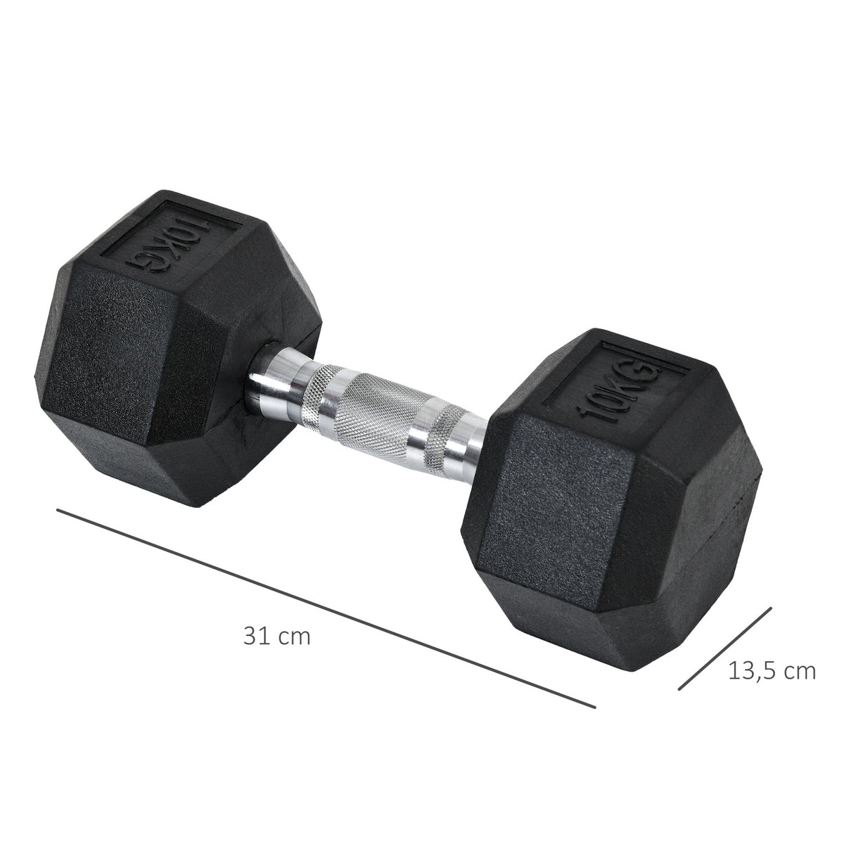 Hexagon dumbbells set of 2 2x10kg cast iron rubber cover black