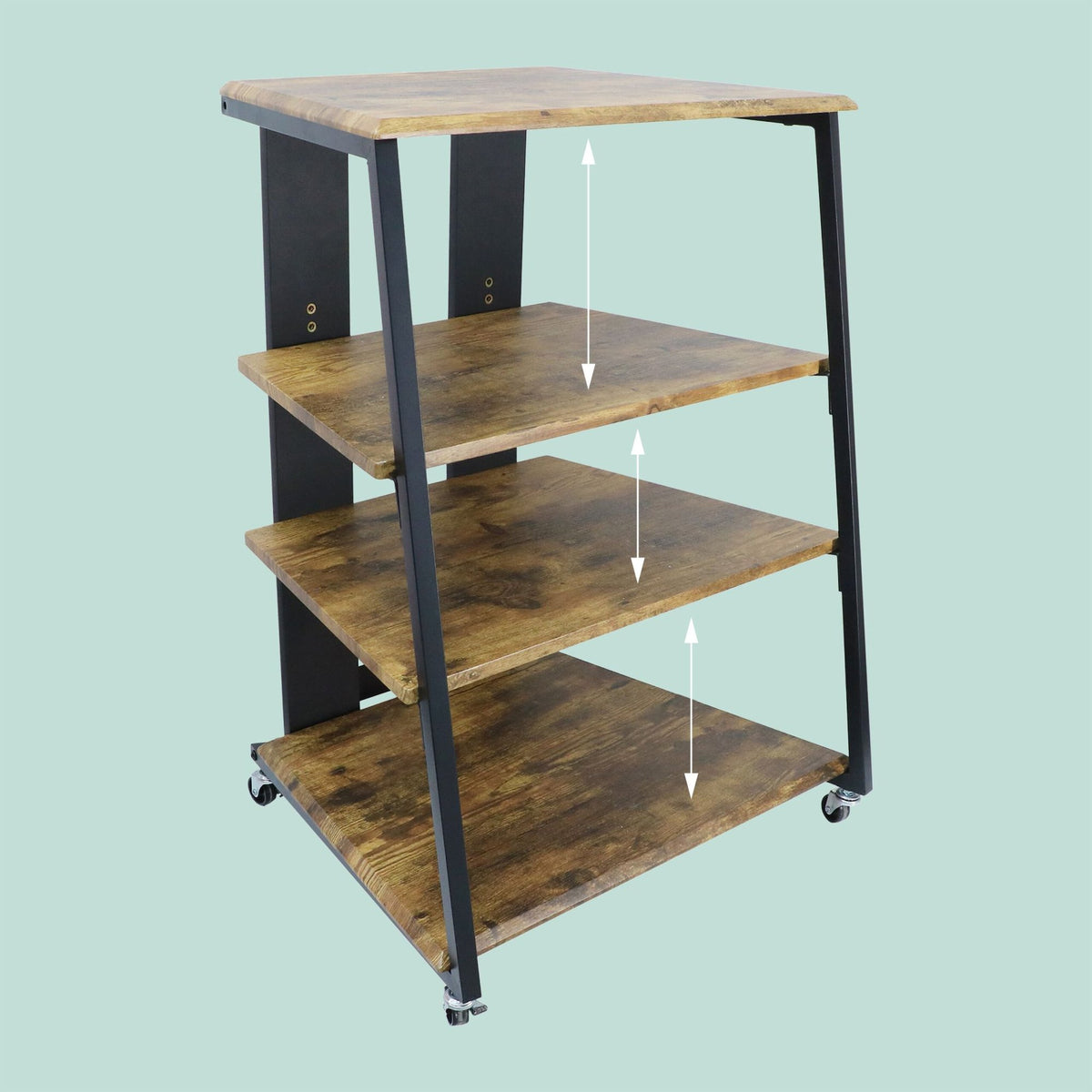 Hi-Fi Rack with 4 Shelves, Adjustable Height