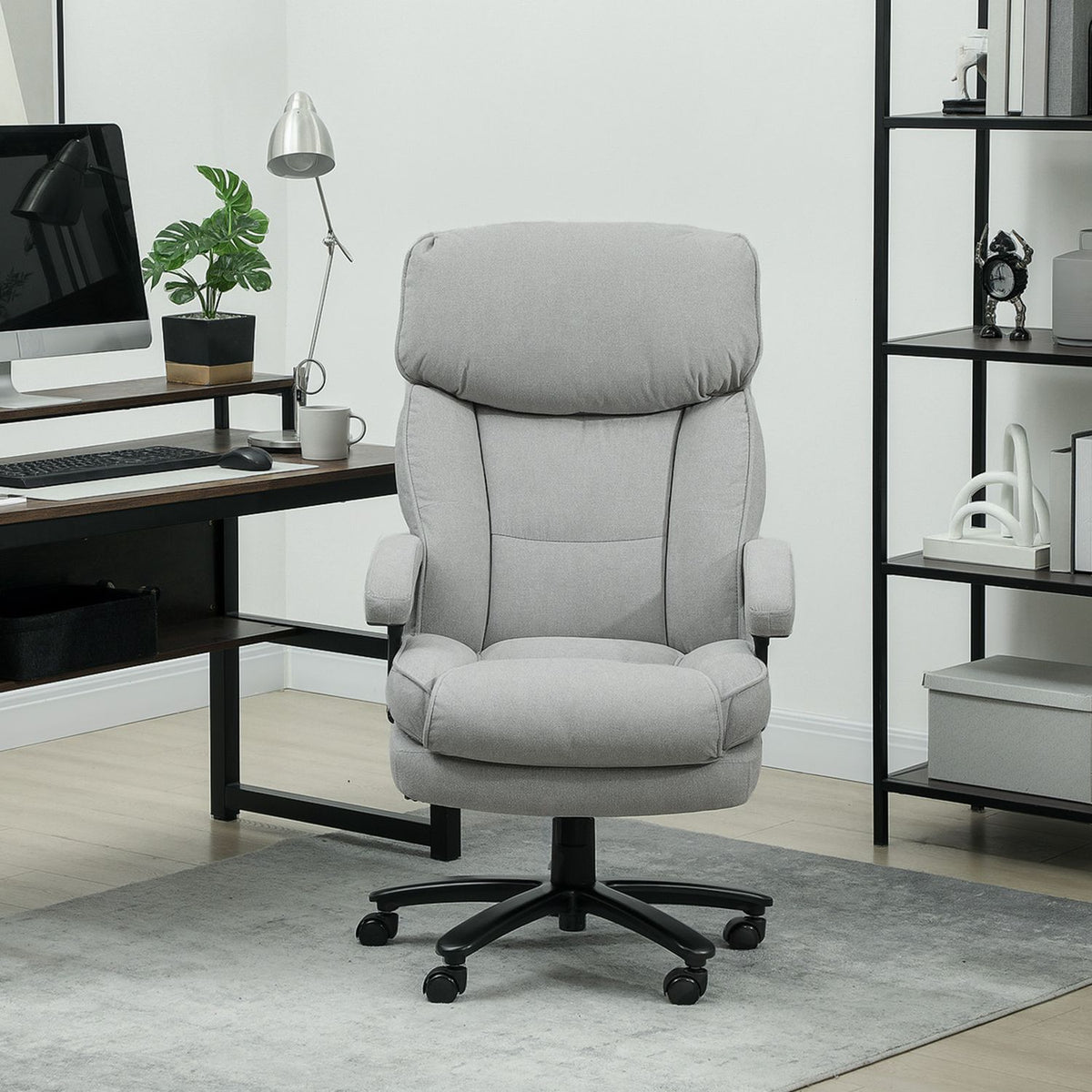 High Back Office Chair, 200kg Capacity, Light Grey