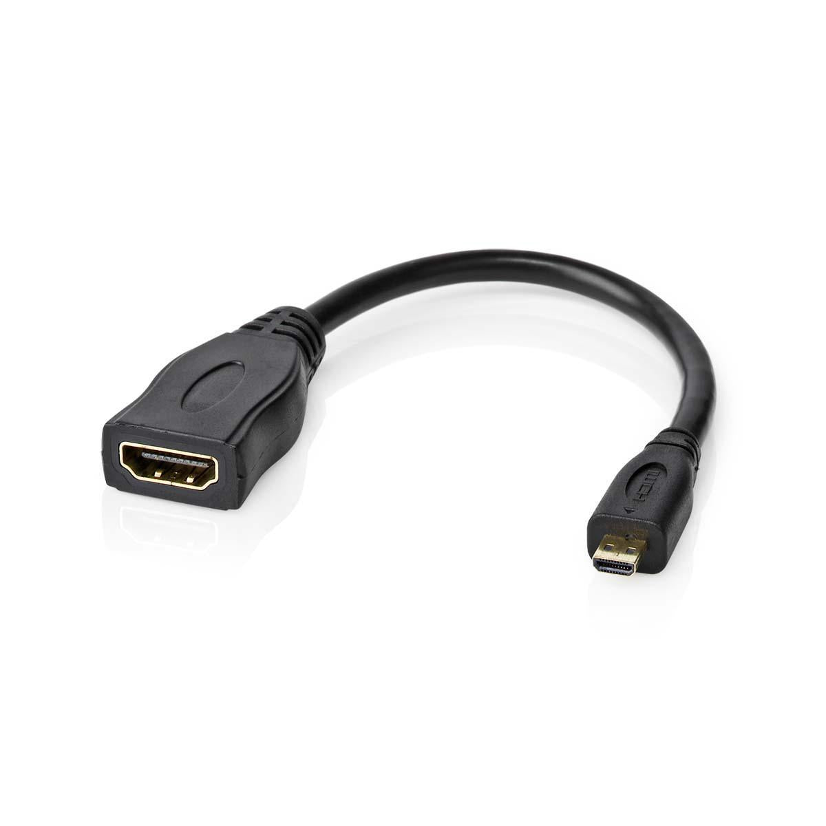High Speed HDMI ™ cable with Ethernet | HDMI™ Micro connector | HDMI™ Output | 4K@30Hz | 10.2 Gbps | 0.20 m | Round | PVC | Black | Plastic bag