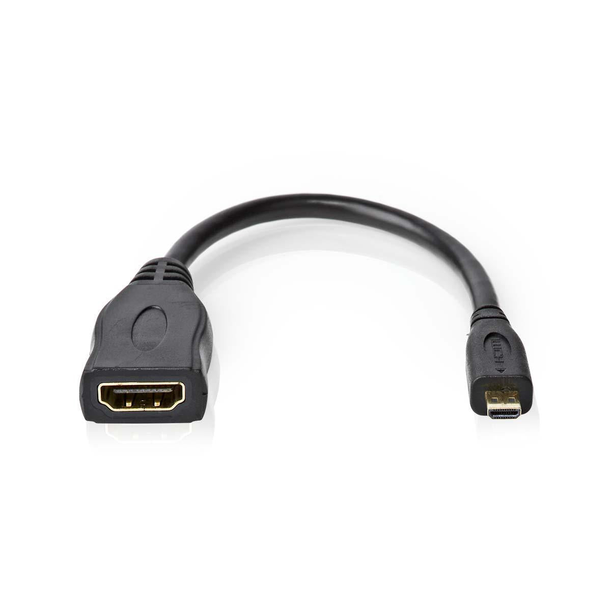 High Speed HDMI ™ cable with Ethernet | HDMI™ Micro connector | HDMI™ Output | 4K@30Hz | 10.2 Gbps | 0.20 m | Round | PVC | Black | Plastic bag