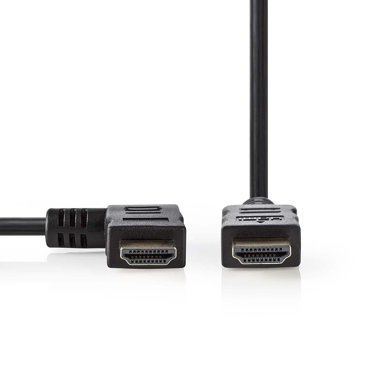 High Speed HDMI ™ cable with Ethernet | Left Hooked HDMI™ Connector | HDMI™ Connector | 4K@30Hz | 10.2 Gbps | 1.50 m | Round | PVC | Black | Plastic bag