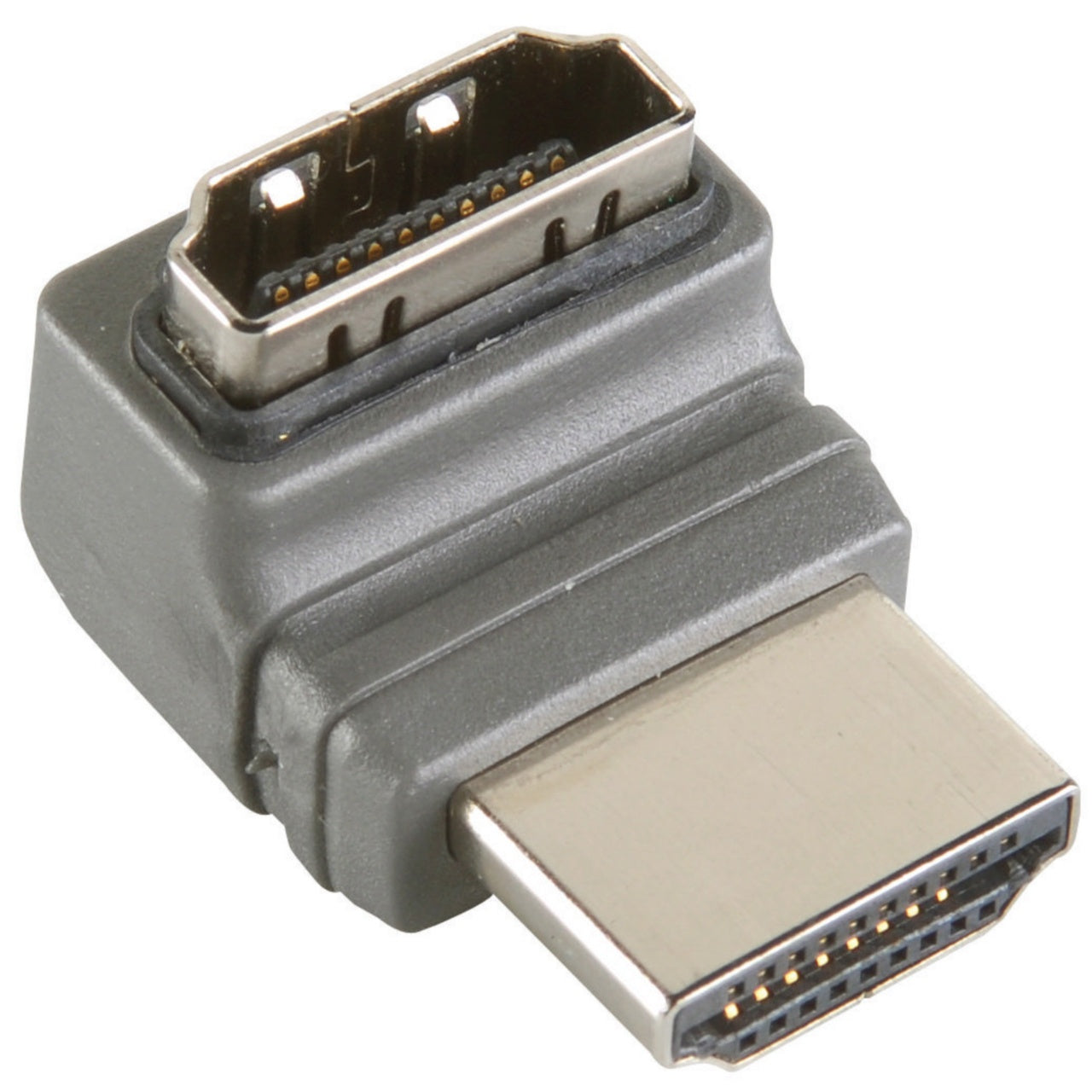 High Speed HDMI with Ethernet Adapter Angled 270° HDMI Connector - HDMI Female Grey