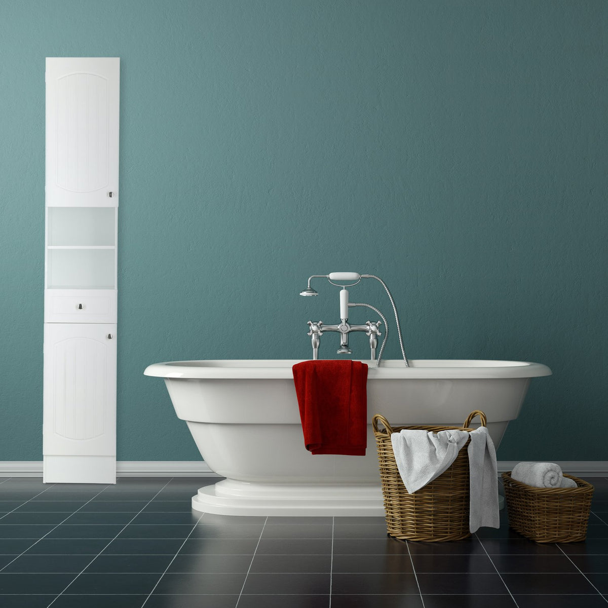 High cabinet bathroom