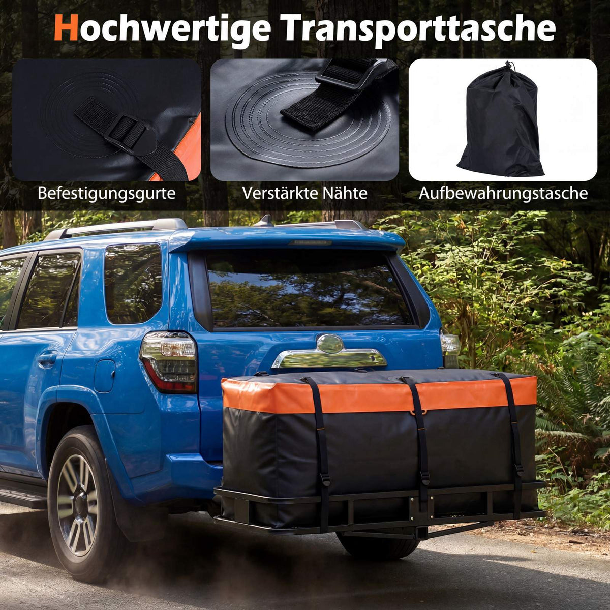 Hitch Cargo Bag 255L, Waterproof PVC, Foldable, Reinforced Straps