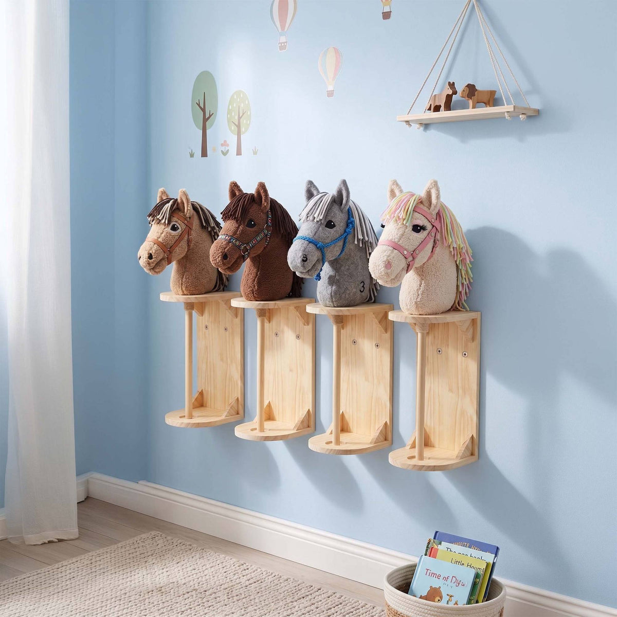 Hobby Horse Wall Mounts, Set of 2, Paintable Pine