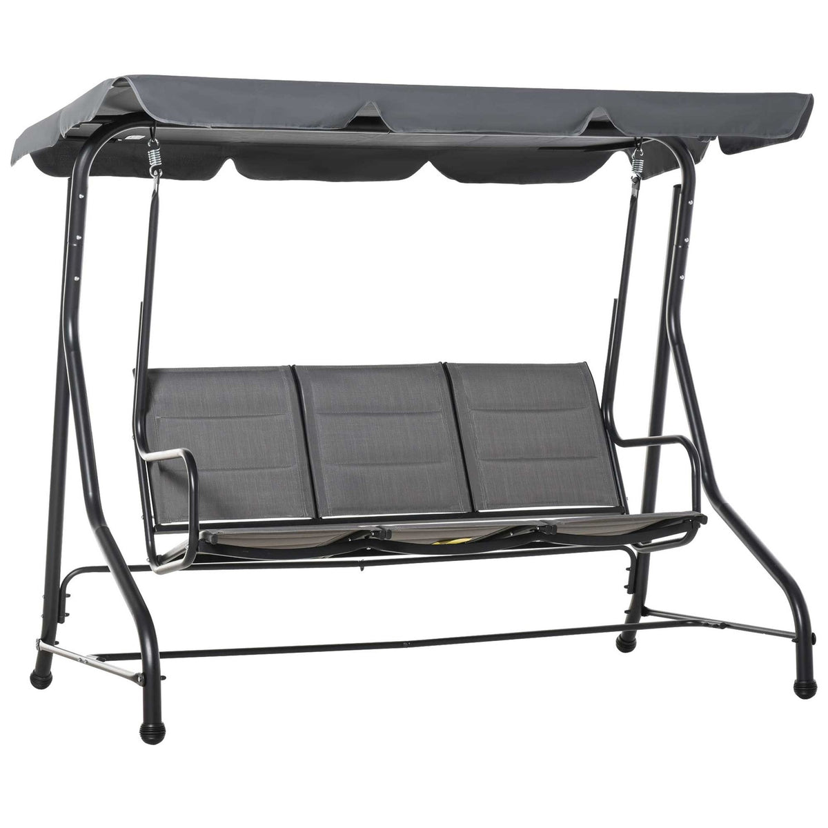 Hollywood Swing 3-Seater Garden Swing With Adjustable Sun Canopy, Steel & Polyester, Grey, 205X118X170Cm
