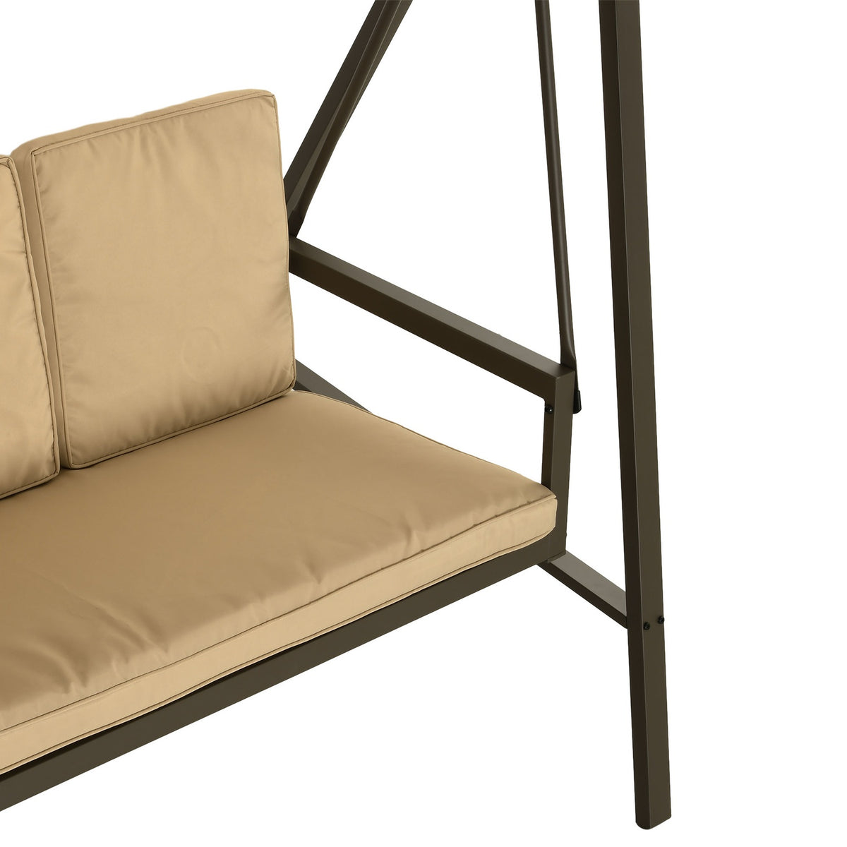 Hollywood Swing 3-Seater Swing Bench With Adjustable Roof, Swing Bench With Back Cushion, Garden Swing With A Load Capacity Of Up To 360 Kg, Beige
