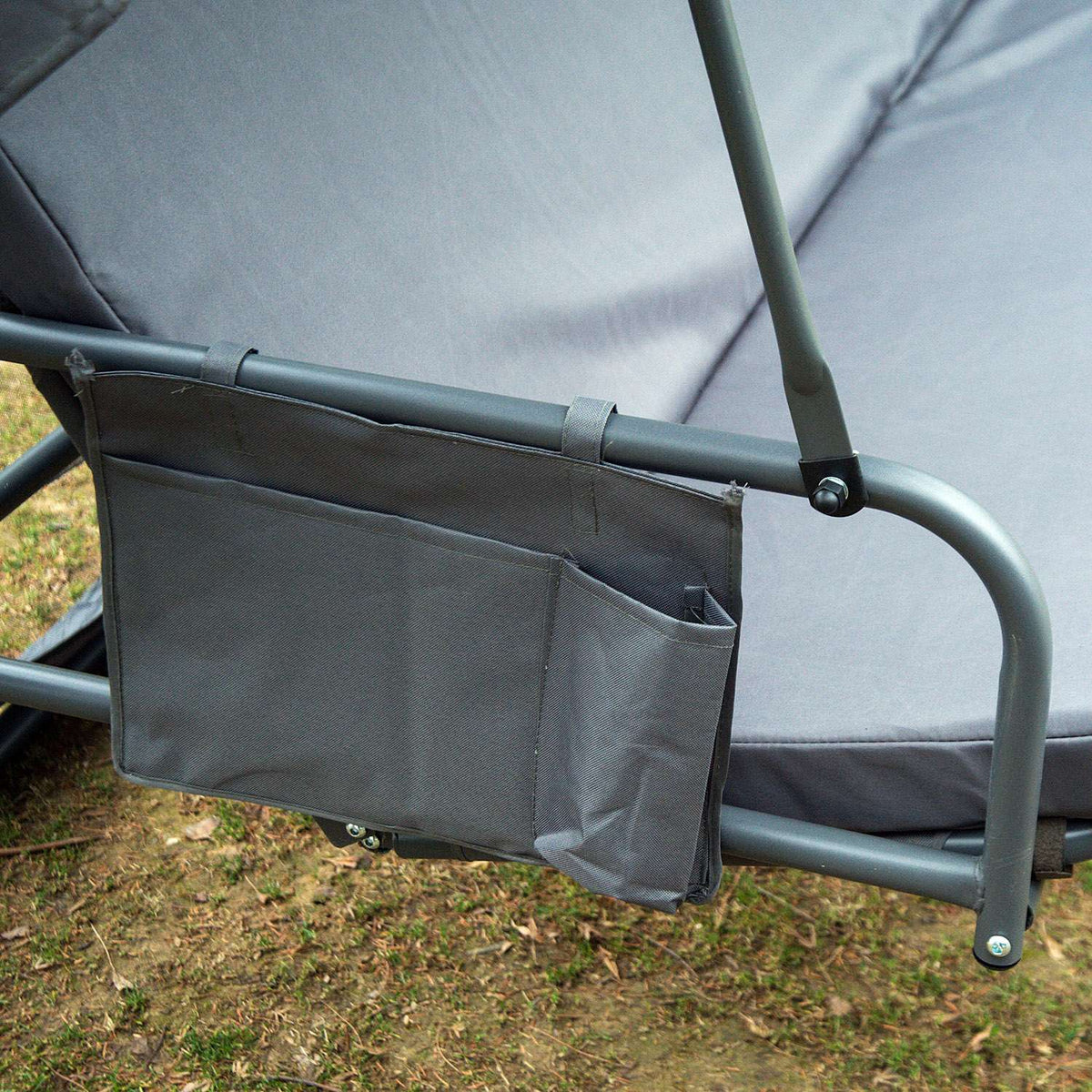 Hollywood Swing Bench Garden Lounger 3-Seater With Side Walls Gray 240X135X197Cm