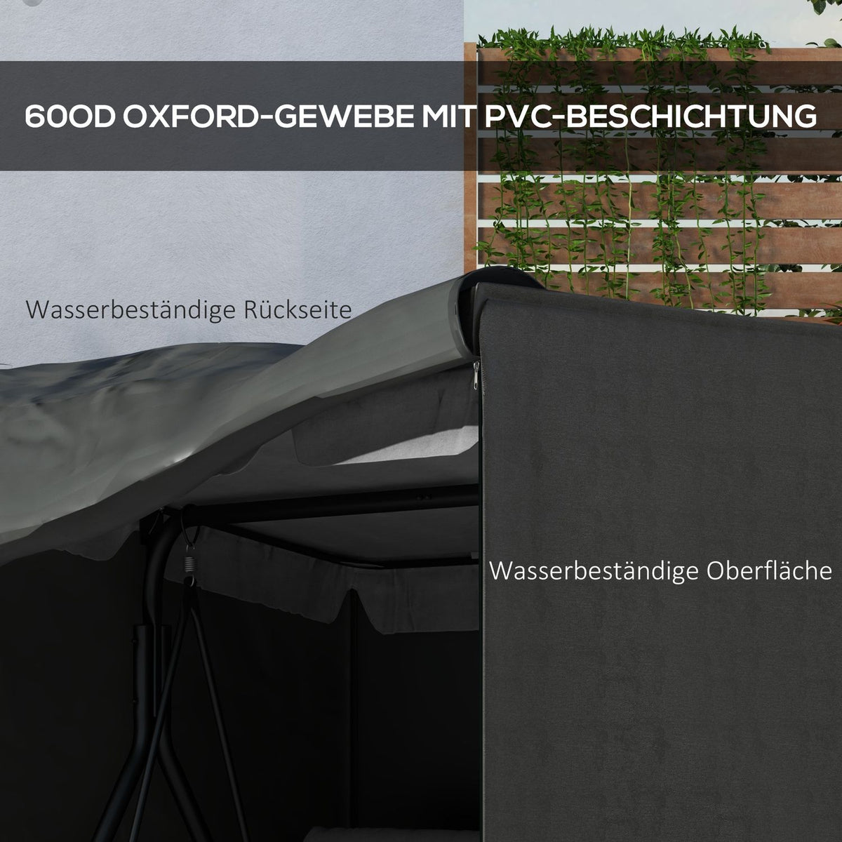 Hollywood Swing Cover 3 Seater, Water-Repellent Winterproof Protective Cover for Garden Swing, UV-Resistant Tarpaulin, Cover, Tear-Resistant 420D Oxford Fabric, 177x114x152cm Dark Gray