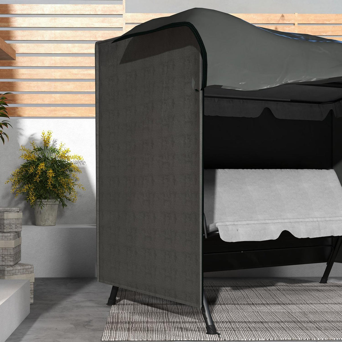 Hollywood Swing Cover 3 Seater, Water-Repellent Winterproof Protective Cover for Garden Swing, UV-Resistant Tarpaulin, Cover, Tear-Resistant 600D Oxford Fabric, 205x124x164cm Dark Gray