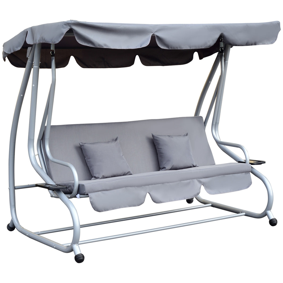 Hollywood Swing Garden Swing 3-Seater Reclining Function Steel Gray 200X120X164Cm