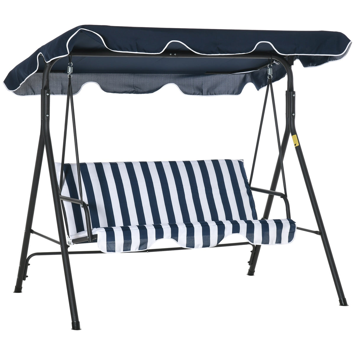 Hollywood Swing Garden Swing Bench 3-Seater With Roof Steel Blue + White 172 X 110 X 153 Cm