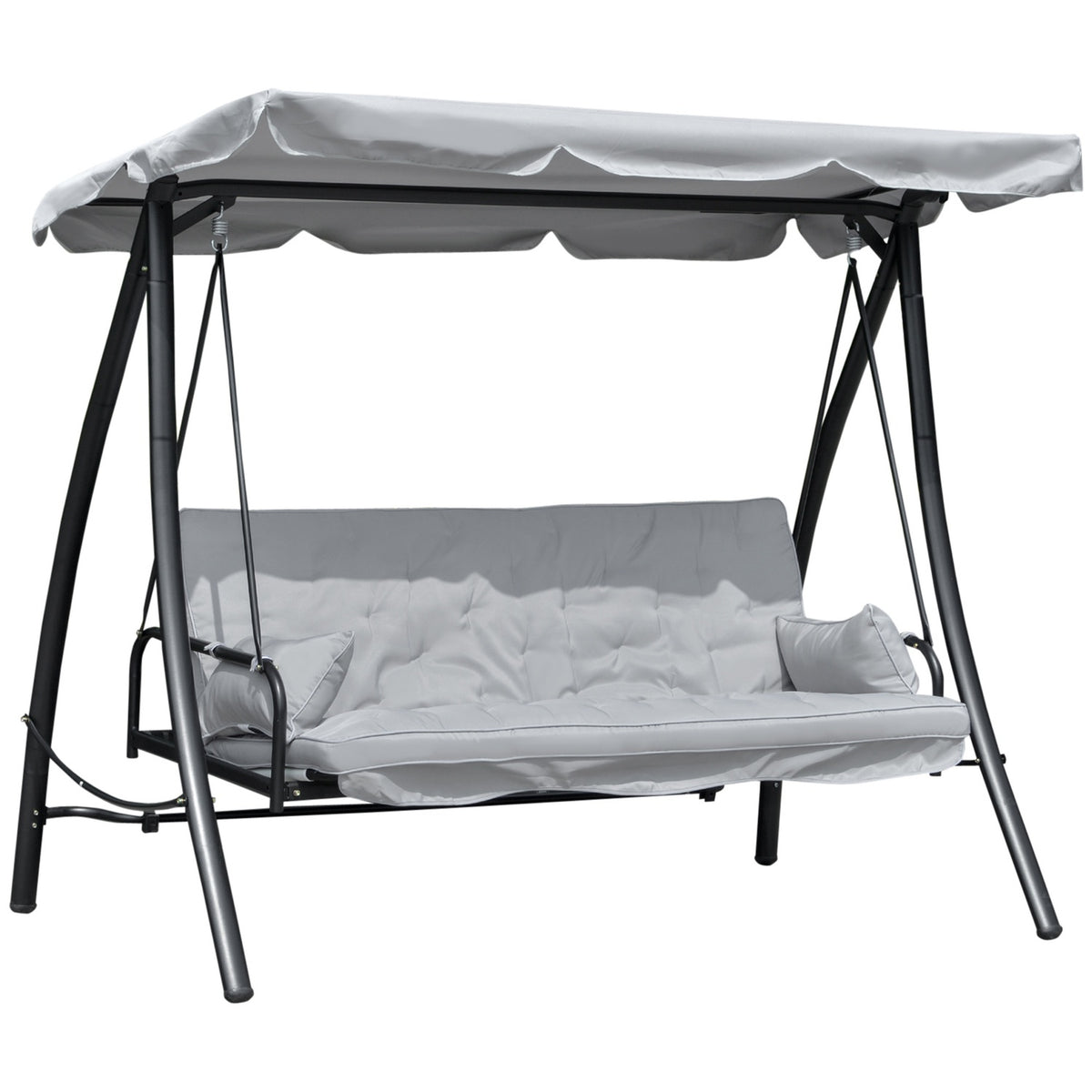 Hollywood Swing Garden Swing Swing Bench With Reclining Function, 3 Seater, Metal + Polyester, White, 209 X 114 X 170 Cm