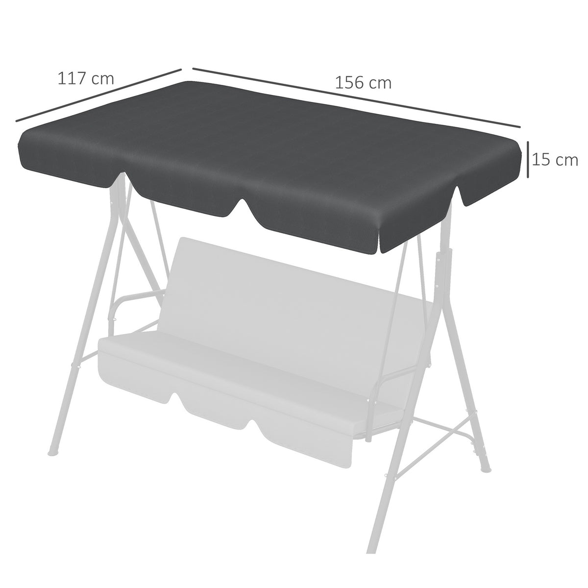 Hollywood Swing Replacement Roof Cover For 3 Seater Sun Canopy Dark Gray