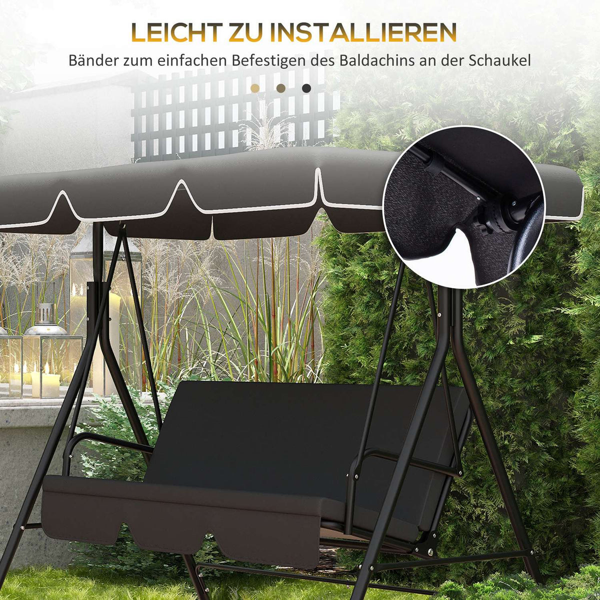 Hollywood Swing Roof Cover Replacement Roof For Hollywood Swing, Sun Canopy For 2 Seater Swing, With Uv Protection, Black