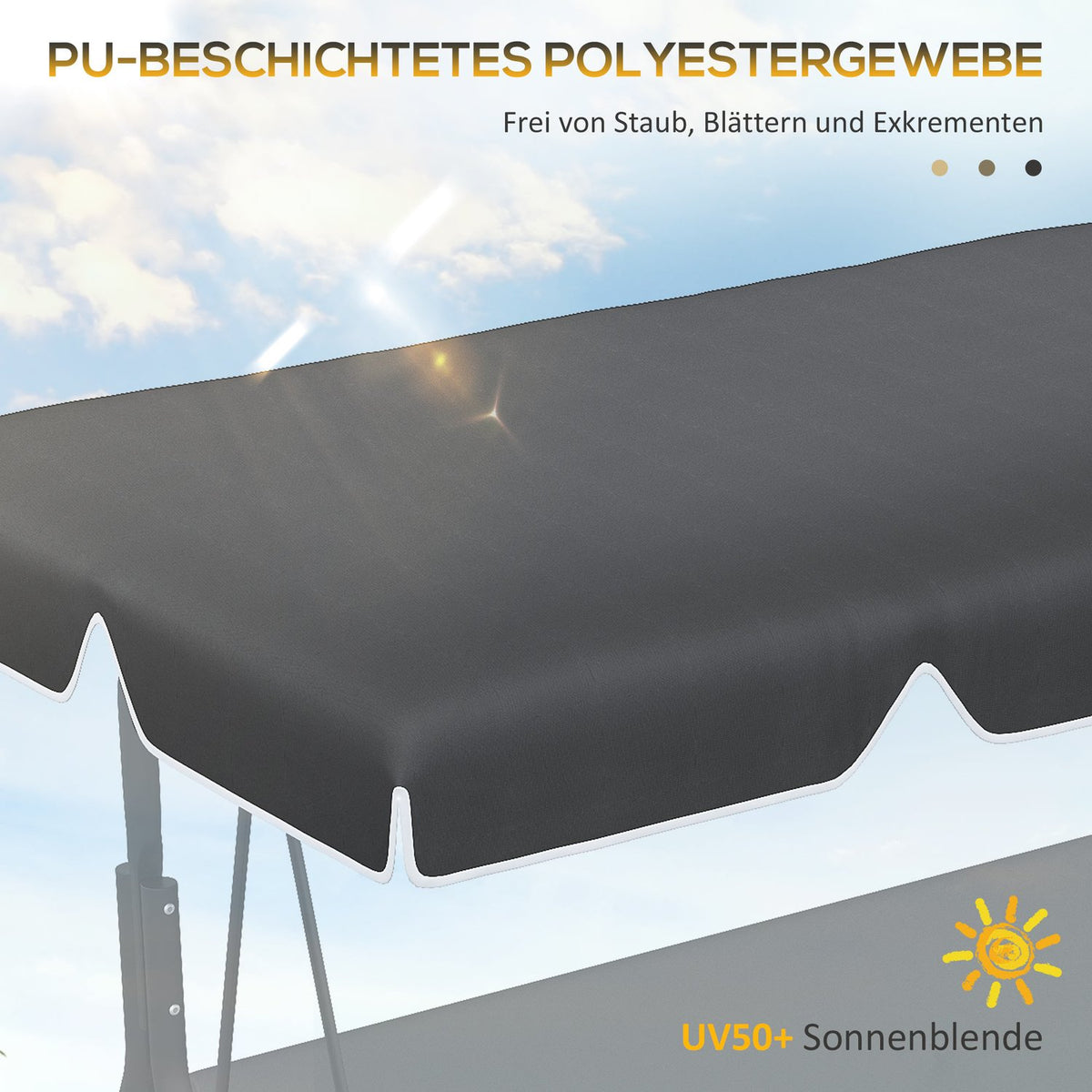 Hollywood Swing Roof Cover Replacement Roof For Hollywood Swing, Sun Canopy For 2 Seater Swing, With Uv Protection, Black