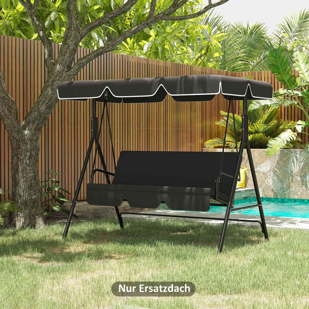 Hollywood Swing Roof Cover Replacement Roof For Hollywood Swing, Sun Canopy For 2 Seater Swing, With Uv Protection, Black
