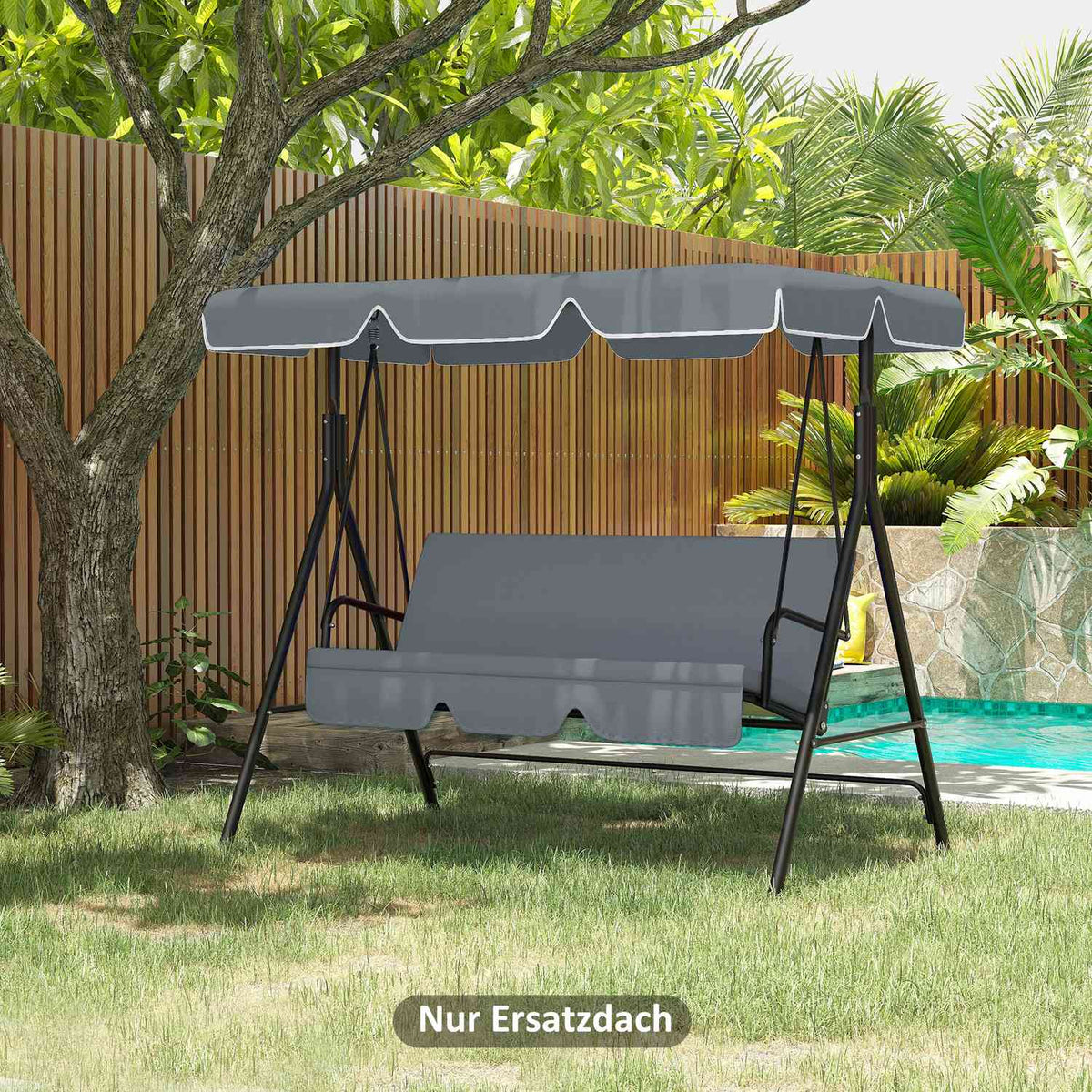Hollywood Swing Roof Cover Replacement Roof For Hollywood Swing, Sun Canopy For 2 Seater Swing, With Uv Protection, Dark Grey