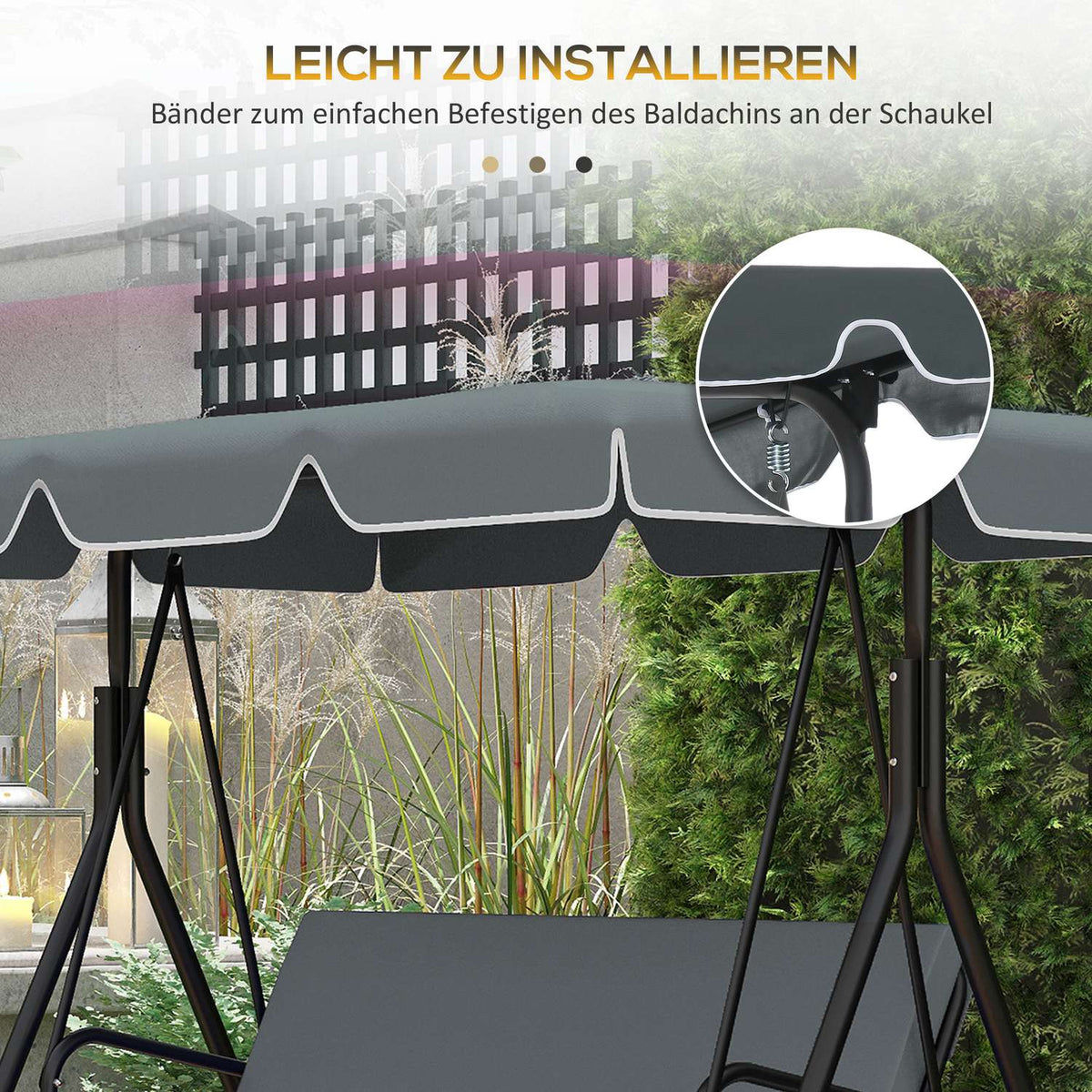 Hollywood Swing Roof Cover Replacement Roof For Hollywood Swing, Sun Canopy For 2 Seater Swing, With Uv Protection, Dark Grey